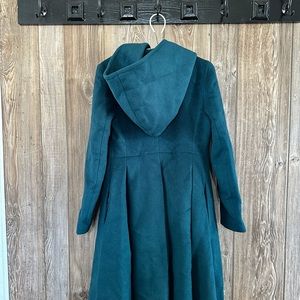 NWT Linen Naive hooded wool coat size small (fits XS) teal cottage core fairy